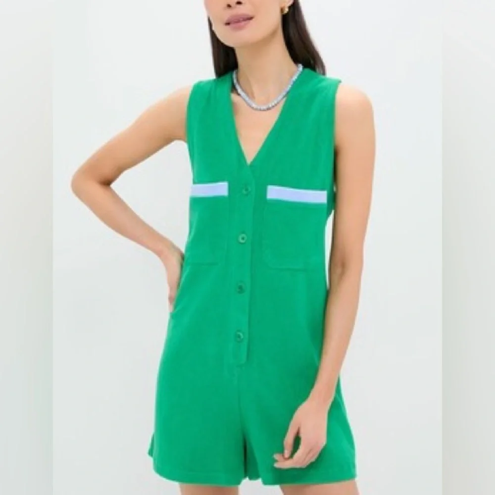 Tuckernuck Emerald Green Romper with Blue Accents - Picture 4 of 4